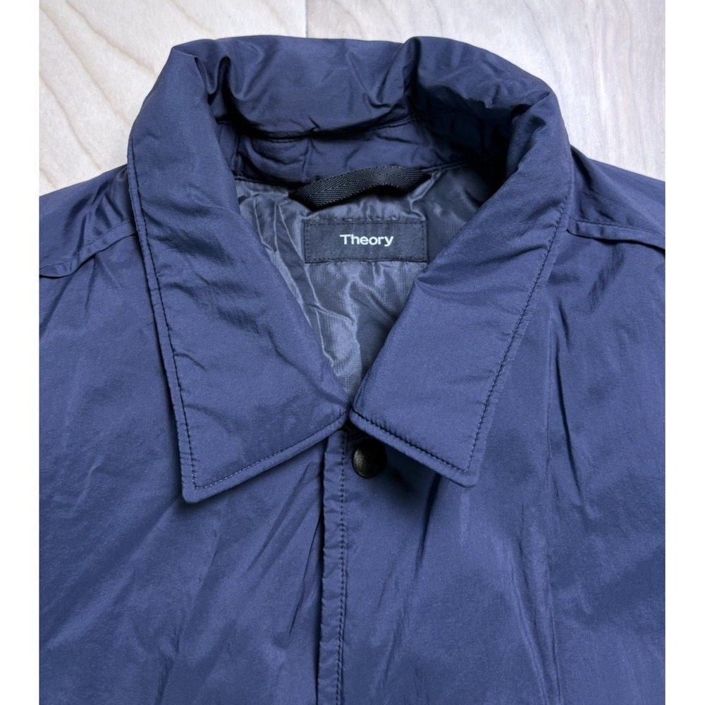 Theory Men's Navy Blue Lightweight Insulated Shirt Jacket Size S Classic Snap Up - Picture 2 of 9